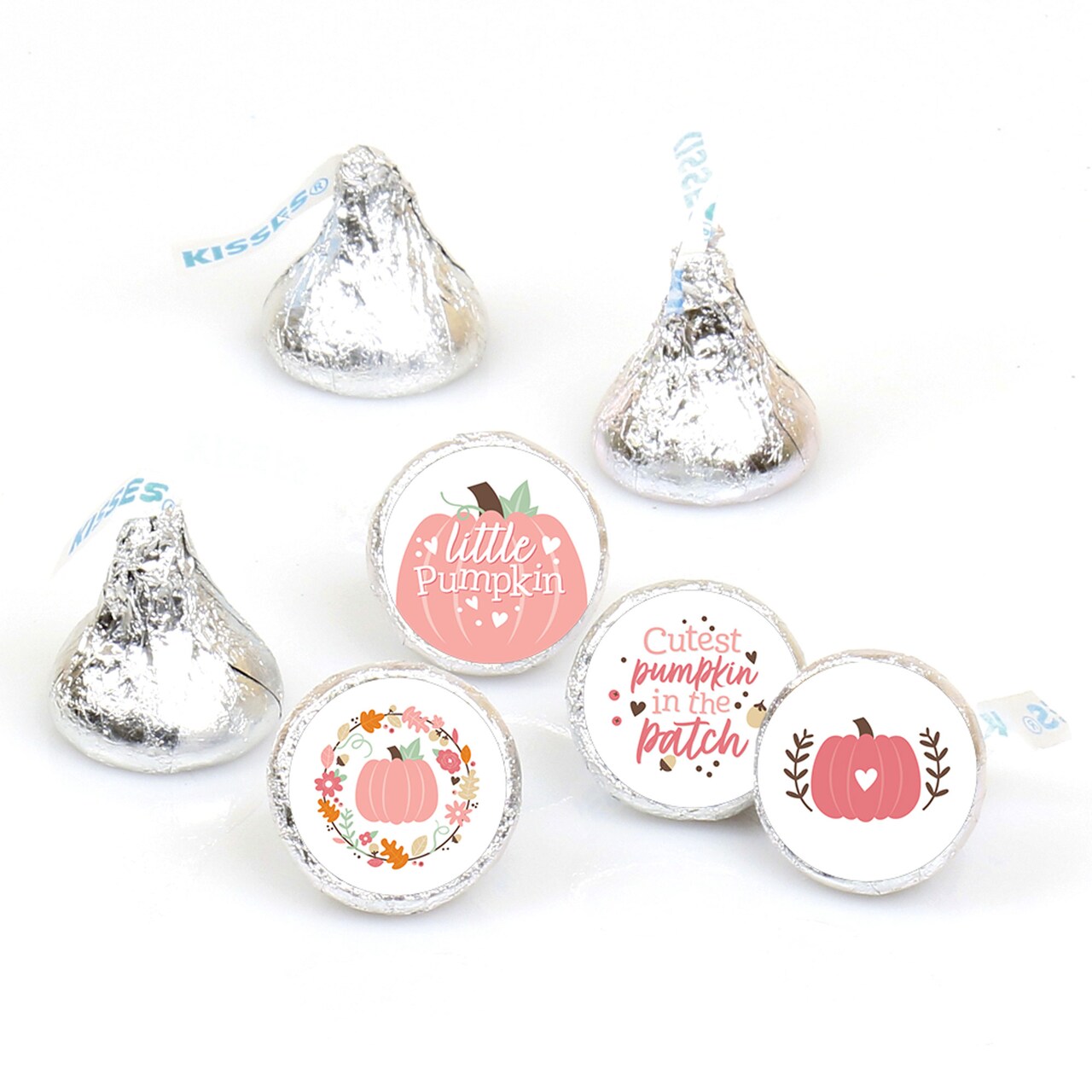Big Dot of Happiness Girl Little Pumpkin - Fall Birthday Party or Baby Shower Round Candy Sticker Favors - Labels Fits Chocolate Candy (1 sheet of 108)
